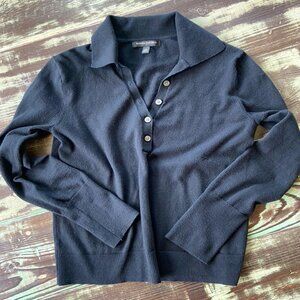 Banana Republic Cotton Black Sweater, Button front Collard Sz XS